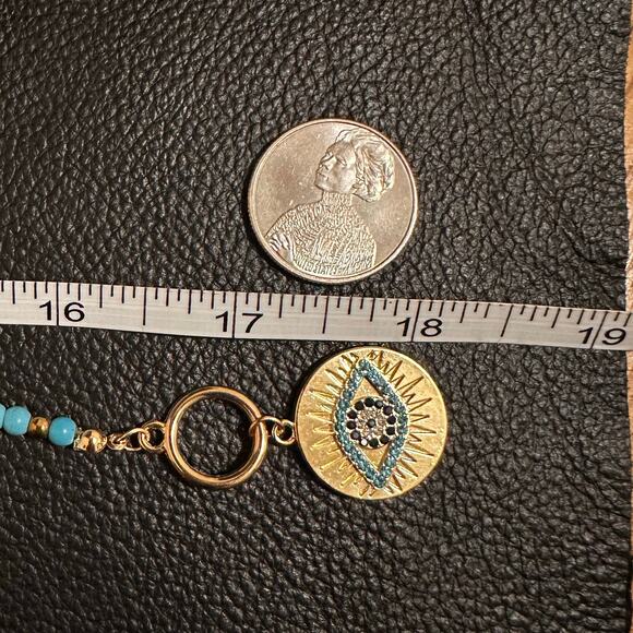 Evil Eye Bollywood Boho Turquoise Bead Necklace - Picture 3 of 3